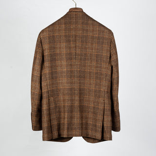 J Mueser Brown & Burnt Orange GlenCheck Waverly Blazer - Wool, Cashmere, Denim, Made In Italy - View 5