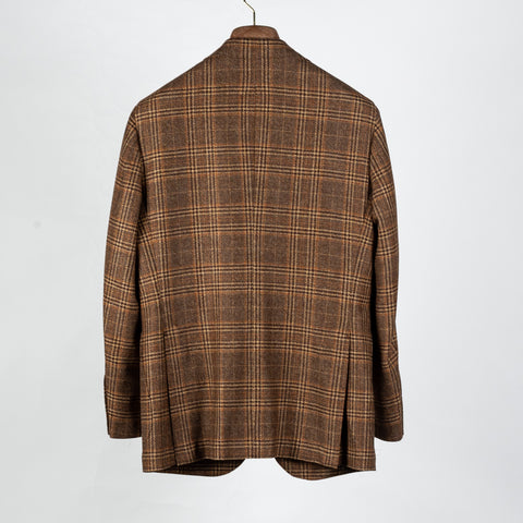 J Mueser Brown & Burnt Orange GlenCheck Waverly Blazer - Wool, Cashmere, Denim, Made In Italy - View 5