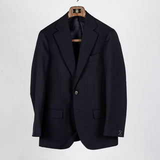 J Mueser Navy Fresco Wool Single Breasted Waverly Suit - Wool, Canvas, Matte, Made In Italy