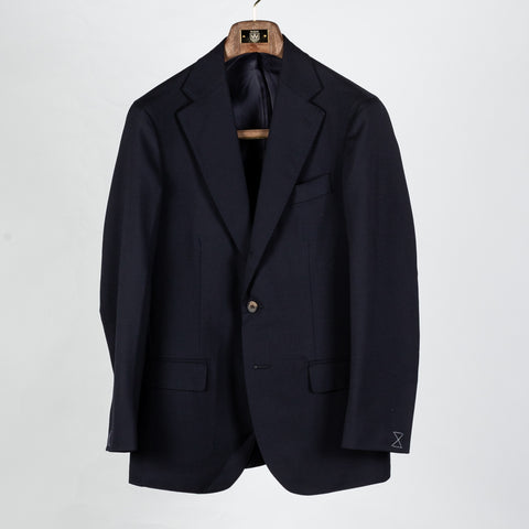 J Mueser Navy Fresco Wool Single Breasted Waverly Suit - Wool, Canvas, Matte, Made In Italy