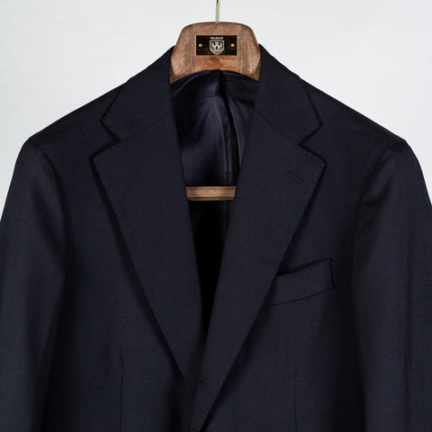 J Mueser Navy Fresco Wool Single Breasted Waverly Suit - Wool, Canvas, Matte, Made In Italy - View 7