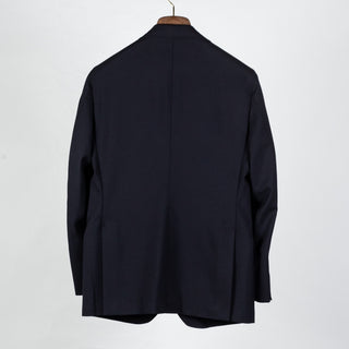J Mueser Navy Fresco Wool Single Breasted Waverly Suit - Wool, Canvas, Matte, Made In Italy - View 5