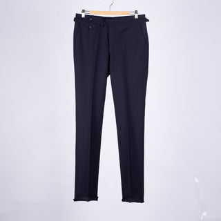 J Mueser Navy Fresco Wool Single Breasted Waverly Suit - Wool, Canvas, Matte, Made In Italy - View 9