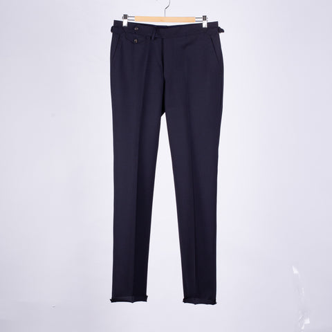 J Mueser Navy Fresco Wool Single Breasted Waverly Suit - Wool, Canvas, Matte, Made In Italy - View 9