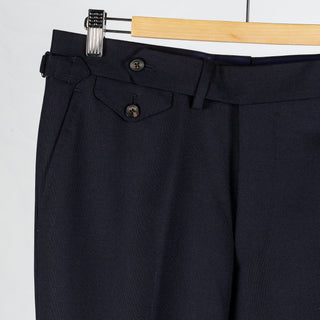 J Mueser Navy Fresco Wool Single Breasted Waverly Suit - Wool, Canvas, Matte, Made In Italy - View 11
