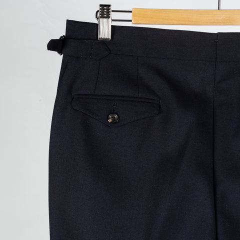 J Mueser Navy Fresco Wool Single Breasted Waverly Suit - Wool, Canvas, Matte, Made In Italy - View 14