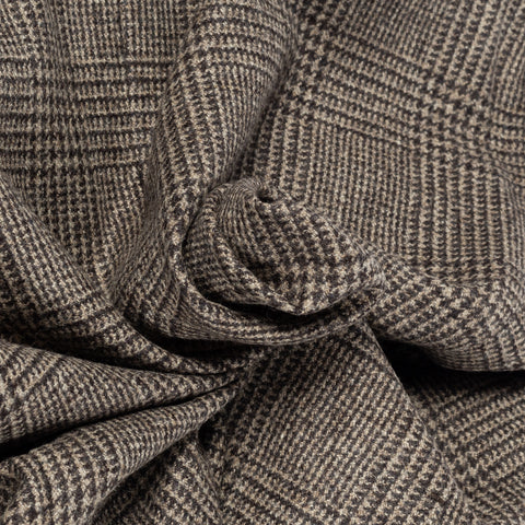 J Mueser Oatmeal Wool & Cashmere GlenCheck Weaverly Jacket - Tan, Wool, Cashmere, Denim, Made In Italy - Alternate View