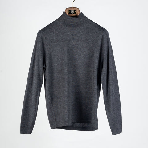 PYA Charcoal Knit Turtle Neck Sweater - Tan, Wool, Merino, Regular Fit