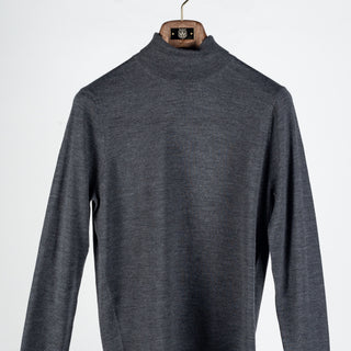 PYA Charcoal Knit Turtle Neck Sweater - Tan, Wool, Merino, Regular Fit - View 6