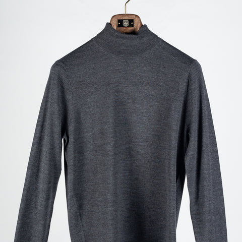 PYA Charcoal Knit Turtle Neck Sweater - Tan, Wool, Merino, Regular Fit - View 6