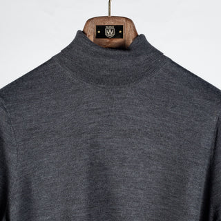 PYA Charcoal Knit Turtle Neck Sweater - Tan, Wool, Merino, Regular Fit - View 7