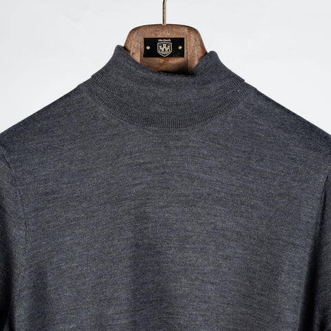 PYA Charcoal Knit Turtle Neck Sweater - Tan, Wool, Merino, Regular Fit - View 7