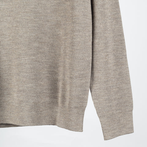 PYA Tan Merino Ribbed Quarter Zip - Red, Wool, Merino, Regular Fit, Knit - Back View