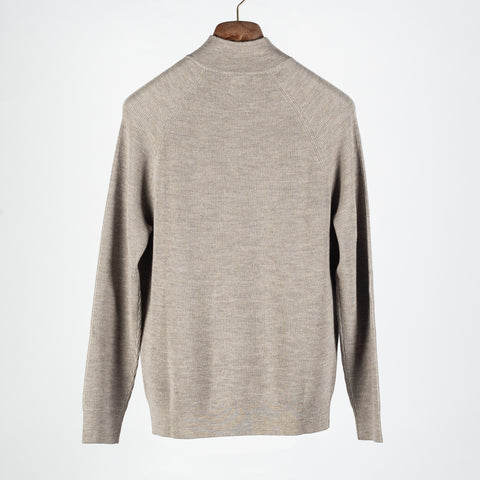 PYA Tan Merino Ribbed Quarter Zip - Red, Wool, Merino, Regular Fit, Knit - View 5