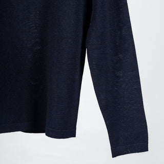 PYA Navy Extra-Fine Merino Quarter Zip - Wool, Merino, Regular Fit, Knit - Back View