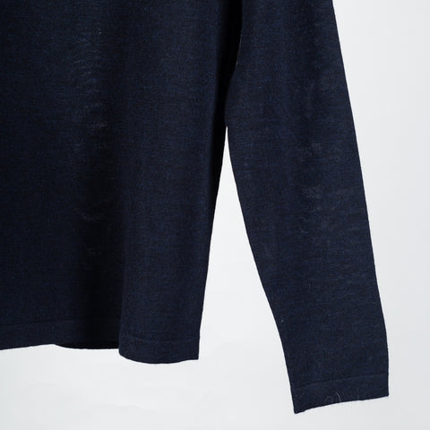 PYA Navy Extra-Fine Merino Quarter Zip - Wool, Merino, Regular Fit, Knit - Back View
