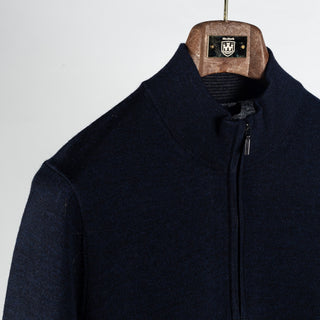 PYA Navy Extra-Fine Merino Quarter Zip - Wool, Merino, Regular Fit, Knit - Detail View