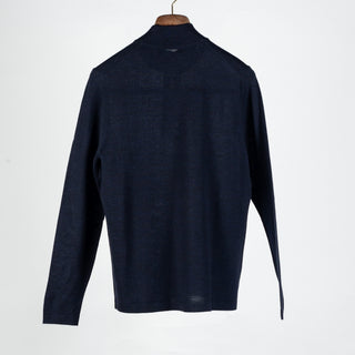 PYA Navy Extra-Fine Merino Quarter Zip - Wool, Merino, Regular Fit, Knit - View 5
