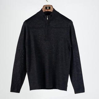 PYA Black Extra-Fine Merino Quarter Zip - Wool, Merino, Regular Fit, Knit