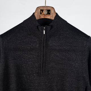 PYA Black Extra-Fine Merino Quarter Zip - Wool, Merino, Regular Fit, Knit - View 7
