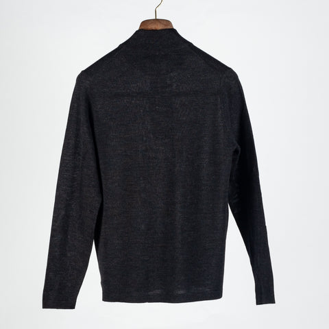 PYA Black Extra-Fine Merino Quarter Zip - Wool, Merino, Regular Fit, Knit - View 5