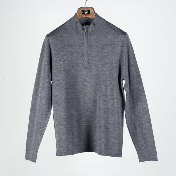 Grey Extra-Fine Merino Quarter Zip