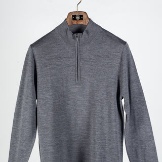 PYA Grey Extra-Fine Merino Quarter Zip - Wool, Merino, Regular Fit, Knit - View 6