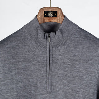 PYA Grey Extra-Fine Merino Quarter Zip - Wool, Merino, Regular Fit, Knit - View 7