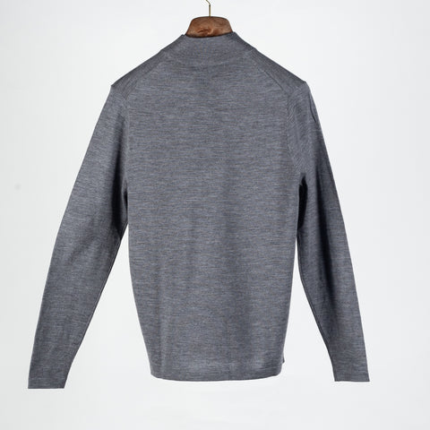 PYA Grey Extra-Fine Merino Quarter Zip - Wool, Merino, Regular Fit, Knit - View 5