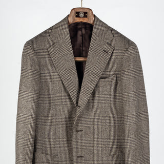 J Mueser Oatmeal Wool & Cashmere GlenCheck Weaverly Jacket - Tan, Wool, Cashmere, Denim, Made In Italy - View 6