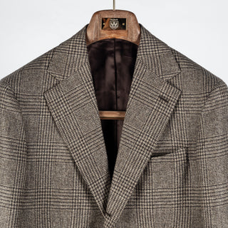 J Mueser Oatmeal Wool & Cashmere GlenCheck Weaverly Jacket - Tan, Wool, Cashmere, Denim, Made In Italy - View 7