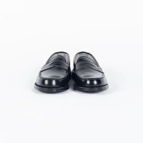 Alden 987 Leisure Handsewn Penny Loafer LHS (Black Cordovan) - Flannel, Denim, Leather - Back View