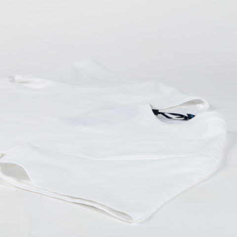White PYA Iconic Crewneck T-Shirt - Cotton, Silk, Pima Cotton, Slim Fit, Woven, Made In Peru - View 7
