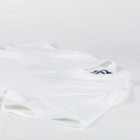 White PYA Iconic V-neck T-Shirt - Cotton, Silk, Pima Cotton, Slim Fit, Woven, Made In Peru - View 7