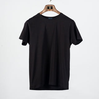 Black PYA Iconic Crewneck T-Shirt - Wool, Cotton, Pima Cotton, Slim Fit, Made In Peru