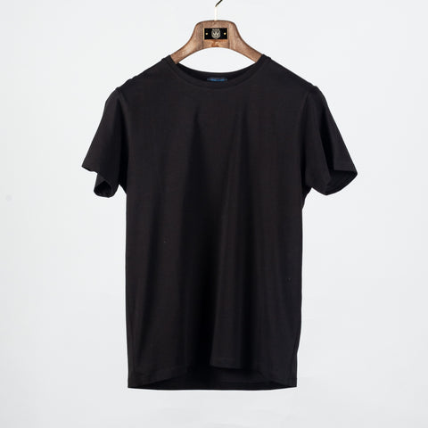 Black PYA Iconic Crewneck T-Shirt - Wool, Cotton, Pima Cotton, Slim Fit, Made In Peru