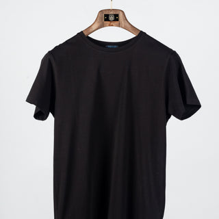 Black PYA Iconic Crewneck T-Shirt - Wool, Cotton, Pima Cotton, Slim Fit, Made In Peru - View 5