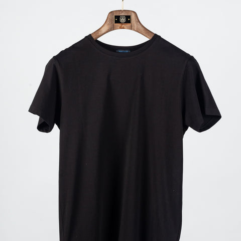 Black PYA Iconic Crewneck T-Shirt - Wool, Cotton, Pima Cotton, Slim Fit, Made In Peru - View 5