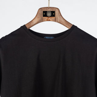 Black PYA Iconic Crewneck T-Shirt - Wool, Cotton, Pima Cotton, Slim Fit, Made In Peru - View 6
