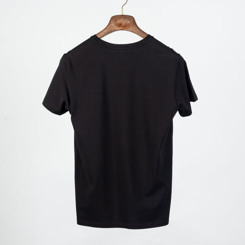 Black PYA Iconic Crewneck T-Shirt - Wool, Cotton, Pima Cotton, Slim Fit, Made In Peru - Back View