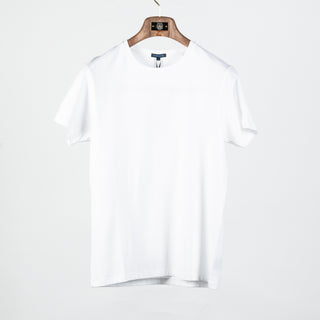 White PYA Iconic Crewneck T-Shirt - Cotton, Silk, Pima Cotton, Slim Fit, Woven, Made In Peru