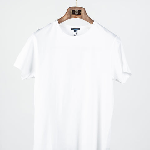 White PYA Iconic Crewneck T-Shirt - Cotton, Silk, Pima Cotton, Slim Fit, Woven, Made In Peru - View 5