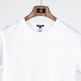 White PYA Iconic Crewneck T-Shirt - Cotton, Silk, Pima Cotton, Slim Fit, Woven, Made In Peru - View 6