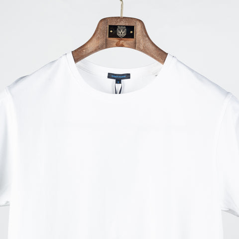 White PYA Iconic Crewneck T-Shirt - Cotton, Silk, Pima Cotton, Slim Fit, Woven, Made In Peru - View 6