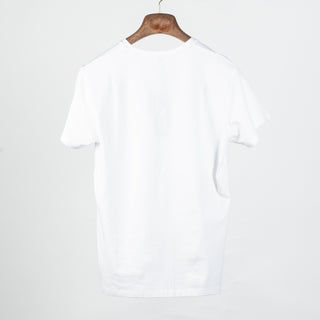 White PYA Iconic Crewneck T-Shirt - Cotton, Silk, Pima Cotton, Slim Fit, Woven, Made In Peru - Back View