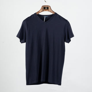 Navy PYA Iconic V-neck T-Shirt - Cotton, Pima Cotton, Peruvian Pima, Slim Fit, Knit, Made In Peru