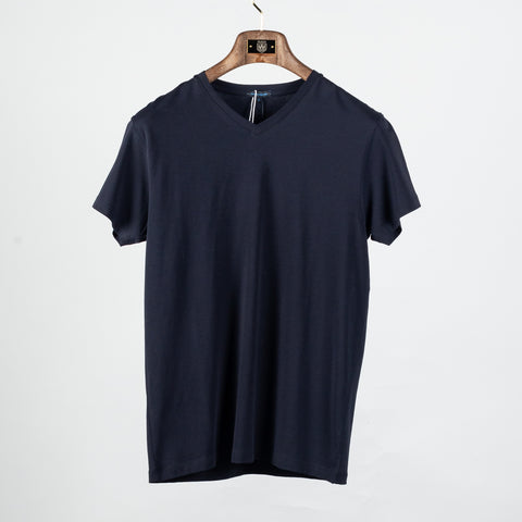 Navy PYA Iconic V-neck T-Shirt - Cotton, Pima Cotton, Peruvian Pima, Slim Fit, Knit, Made In Peru