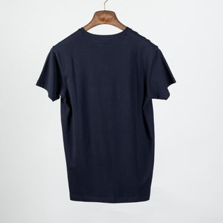 Navy PYA Iconic V-neck T-Shirt - Cotton, Pima Cotton, Peruvian Pima, Slim Fit, Knit, Made In Peru - Back View