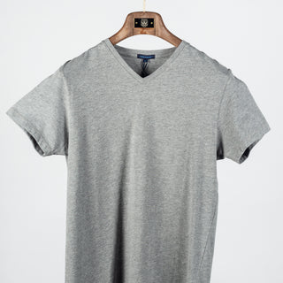 Grey PYA Iconic V-neck T-Shirt - Cotton, Pima Cotton, Peruvian Pima, Slim Fit, Knit, Made In Peru - View 5