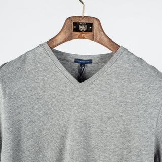 Grey PYA Iconic V-neck T-Shirt - Cotton, Pima Cotton, Peruvian Pima, Slim Fit, Knit, Made In Peru - View 6